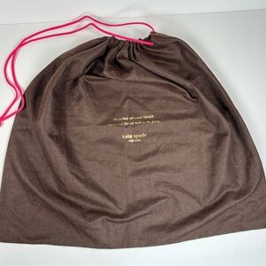Kate Spade Brown and Pink. Draw string. 19 by 17 inches. Gold letters